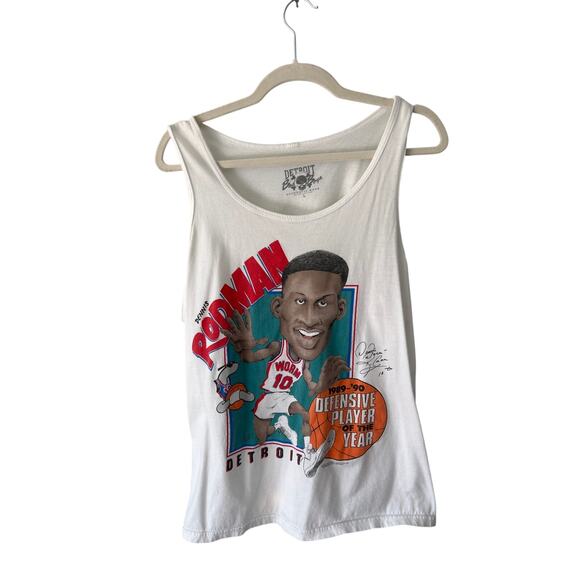 Detroit Pistons Other - VTG 1990 Dennis Rodman Detroit Pistons White Tank Large